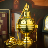Encensoir Suspendu Hautement Poli Doré de Fournisseur d'Église HT, Calice Catholique pour Décoration d'Église et de Maison Orthodoxe