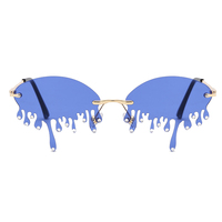 Superhot Eyewear 44600 Lunettes à bouclier larme sans monture avec strass dégoulinant de feu