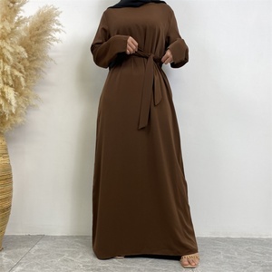 6597# Latest Popular Simplicity Classic Design Small Sleeves With Side <b>Pockets</b> With Back Zipper Versatile Daily Muslim Dress - Product Image 2