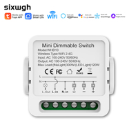 Interrupteur relais intelligent WiFi Tuya SIXWGH, dimmable, 300W, module de variateur LED, boîtier ABS, pour l'automatisation de l'éclairage domestique et hôtelier