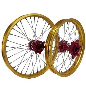 Ensemble de roues de moto tout-terrain en alliage d'aluminium 7050-T6, jantes dorées, pour <span class=keywords><strong>CRF</strong></span> TC/FC/FS <span class=keywords><strong>125</strong></span>-450 <span class=keywords><strong>2016</strong></span>, roues de 18/19/21 pouces - Product Image 1