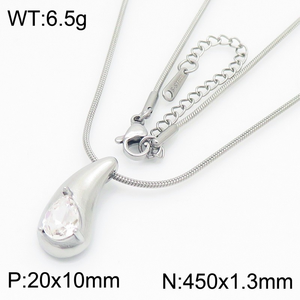 Collar Clásico con Colgante de Zirconia en Forma de Lágrima, Chapado en Oro de 18K, Cadena de Serpiente de Acero Inoxidable 316L, Resistente al Agua, Piedra Natural, para Hombre - Product Image 2