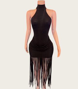 Robe élégante de soirée de bal Viviblook Z0105DS01, nouvelle robe sexy pour femmes, à franges, couleur unie, dos nu, froncée, moulante, pour soirée de minuit - Product Image 1