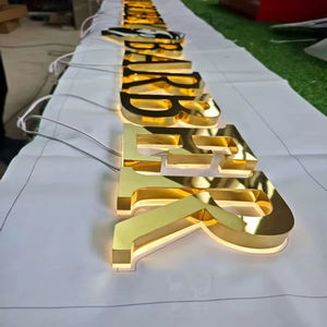 Enseigne lumineuse LED 3D personnalisée avec logo en or, pour salon, boutique, intérieur, extérieur, publicité commerciale, enseigne en lettres, mur, extérieur - Product Image 2