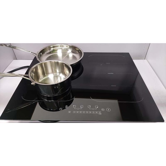 "24" Electric Induction Cooker 220V/120V 4-Burner 6000W Touch Control Built-in Ceramic Top Hard Wire Glass Stove Portable"
