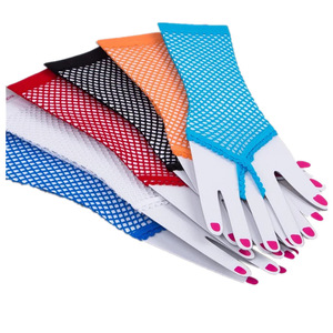 Nouveau femmes solide mitaines gants Sexy fille dentelle mitaines Net respirant Performance danse thème fête longue maille résille gants - Product Image 1