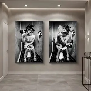 HD Sexy chica se sienta en el baño de cuadros blanco y negro impresión de la lona del arte de la pared fotos casa decoración abstracto nórdicos decoración de Bar