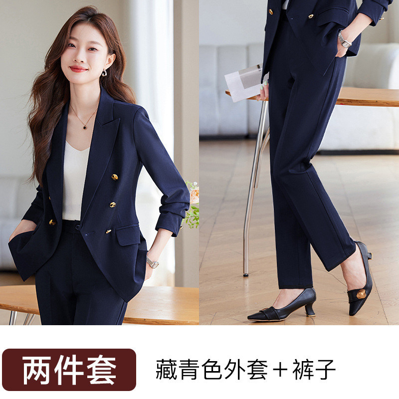 Navy blue suit trousers