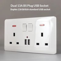 Enchufe de Pared con Puerto USB de Carga Rápida Inteligente Tipo-C de 12W 20W, Enchufe Doble Universal de 13A con Interruptor de Control