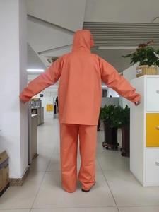 Wholesale Customize <strong>Rubber</strong> Orange PU <strong>Raincoat</strong> <strong>for</strong> Men - Product Image 2