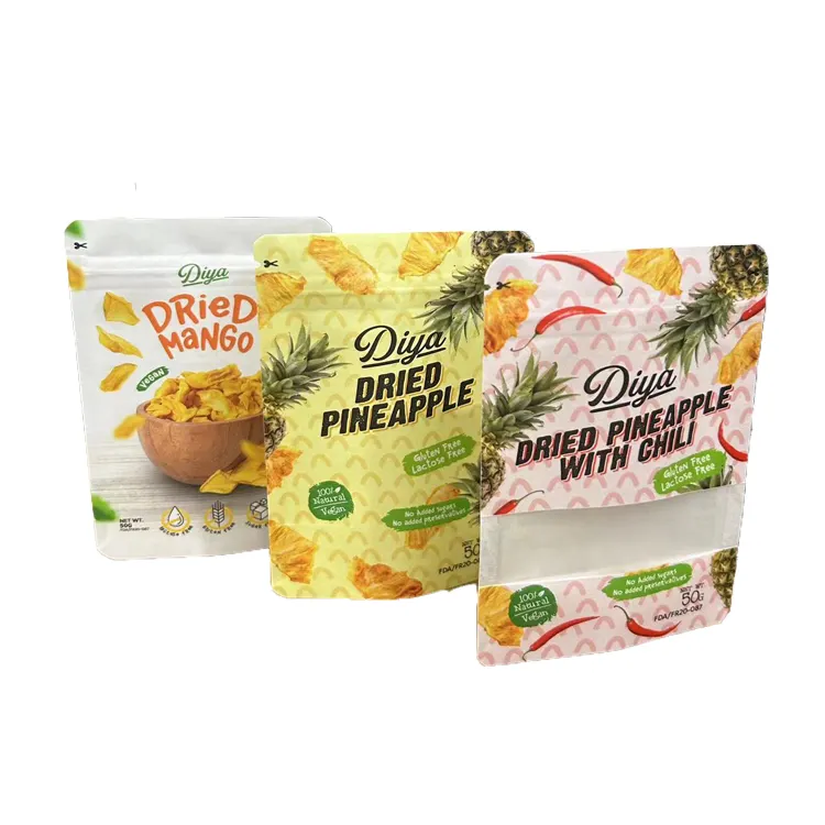 Mango Kiwi Mixed Fruit Ziplock Stand Up Pouches Wholesale High Barrier Water Proof Own Design Three Layers Fruits Bags