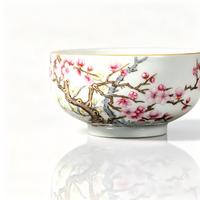 Tasse à thé en porcelaine fine RED LEAF CERAMICS à motif de fleurs de prunier - Design chinois traditionnel, durable, réutilisable, sans danger pour les aliments, boîte cadeau