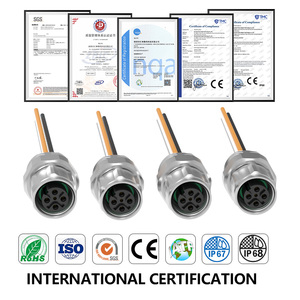 Connecteur circulaire M12 4 broches mâle-femelle, montage sur panneau arrière, étanche IP67, prise aviation - Product Image 2