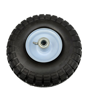 Solid Polyurethane Foam <b>Caster</b> <b>Wheel</b> 4.10/3.50-4 With Grease Fitting For Cargo Wagons And Trucks - Product Image 1