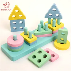 Erken eğitim bulmaca sütunlar dört setleri çocuk geometrik istihbarat kurulu eşleşen şekil yapı taşları oyuncak öğretim