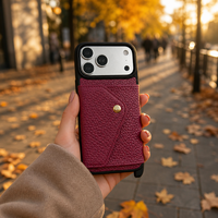 Étui portefeuille en cuir pleine fleur véritable avec bouton-pression doré, protection intégrale pour iPhone 18 Pro Max Duo, fabrication OEM