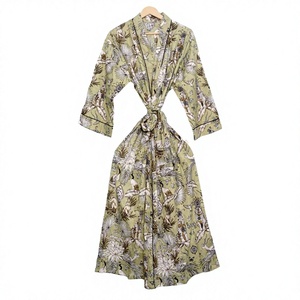 Nuevo Kimono de Algodón Estampado a Mano, Bata de Baño con Estampado de Rajastán, Camisón de Algodón Puro Hecho a Mano para Mujer - Product Image 1