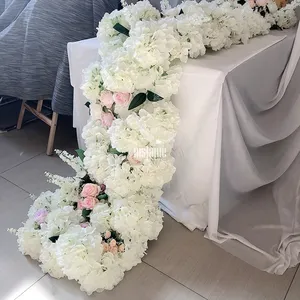 MSFAME High Quality White Color 3D Real Touch Artificial Flower Wedding Flowers Runner