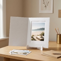 Cadre photo en carton blanc 4x6 avec chevalet de table pour présentation d'images, idéal pour la décoration DIY en classe, pour fêtes et mariages