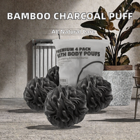 Éponge de Douche Exfoliante Naturelle en Charbon de Bambou avec Logo Personnalisé, Loofah, Gant de Bain, Ceinture Corporelle Simple, Vente en Gros HanBin