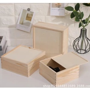 Boîte de rangement en bois rectangulaire en pin, boîte d'emballage artisanale pour cadeaux, boîte de présentation en bois massif de plusieurs tailles - Product Image 1