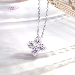 Cadermay Le nouveau collier aux yeux bleus de trèfle à quatre feuilles est fait de pierres précieuses de trèfle à quatre feuilles en argent s925 avec des yeux clignotants - Product Image 3