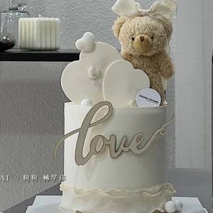 Décoration de <span class=keywords><strong>gâteau</strong></span> en bois de style <span class=keywords><strong>simple</strong></span>, pour fête, table de dessert, amour, Saint-Valentin, <span class=keywords><strong>gâteau</strong></span> en bois - Product Image 1