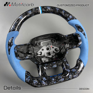 Volante de Fibra de Carbono Forjado Personalizado para Ford F-150 XL 4x4 Raptor R Tremor STX 2019-2025 con Empuñaduras de Gamuza Azul - Product Image 3