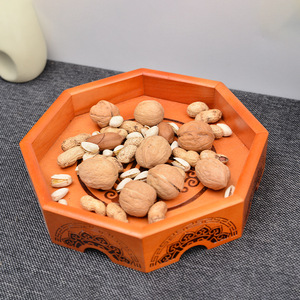Pine Wood Octagonal Dried Fruit Box 0.8cm Thick Varnished Reusable <b>Storage</b> <b>Tray</b> For Household Use - Product Image 1