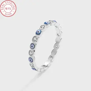 Elegant Enamel 925 Sterling Silver Jewelry Polka Dot Eternity Band Rings Silver Jewelry For Women