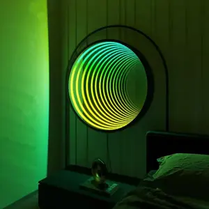 Veilleuse 3D LED pour décoration de bureau, lampe miroir des deux côtés pour la maison, la chambre à coucher, le Bar, la salle de jeu, la décoration de Tunnel, lampes de modélisation