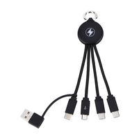 Kabel Data USB Type C Micro Keychain Logo LED Berkualitas Terbaik 3-in-1 Kabel Multi-Fungsi Pengisian Cepat dengan Anyaman Nilon