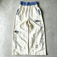 Pantalon de survêtement ample vintage double couche en molleton bouclette 100 % coton épais 500 GSM pour homme, taille haute élastique, effet vieilli, personnalisable
