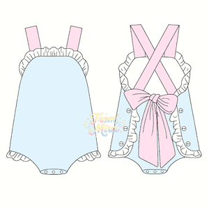 Tutina Estiva Monogrammata in Pizzo Toile per Neonate e Bambine, Abbigliamento con Volant e Occhiellature - Product Image 3