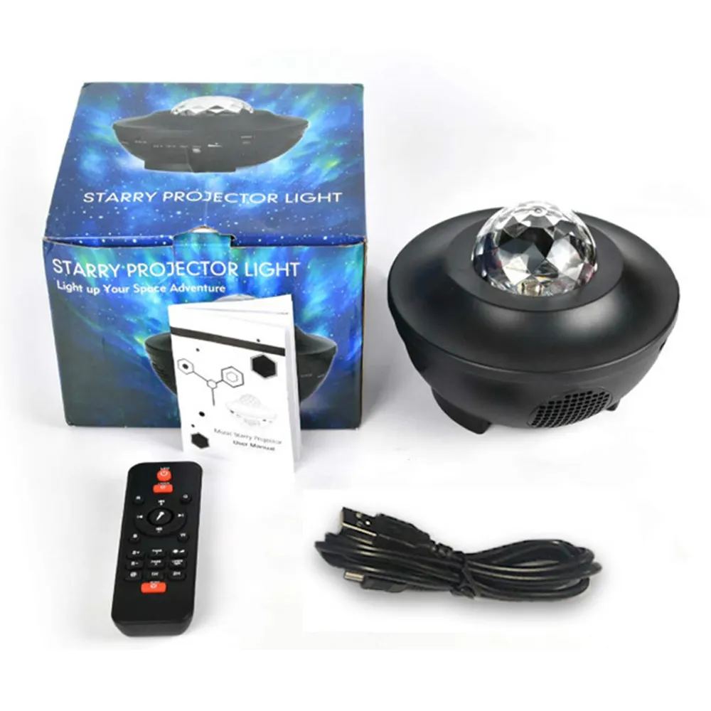 LED yıldız gece lambası lambası Modern yıldız projektör müzik yıldızlı su dalgası projektör ışık Bluetooth ses aktive işık