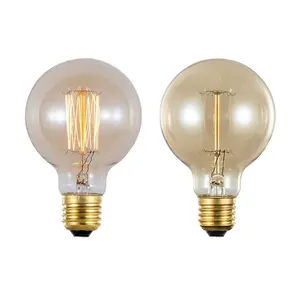 220V E27 lampadina Edison a incandescenza Vintage G80 in vetro ambrato 25W 40W 60W lampada Edison
