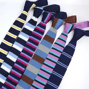Mens Striped Knit Tie Skinny Knitted Necktie Narrow 5.5cm Width Slim Dot Gravatas Classical Ties Knitting Tape Yarn Designers