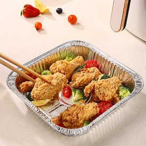 Khay nhôm hình vuông 8x8 inch (20,5cm) có nắp, dùng một lần, đựng thức ăn mang đi, kèm nắp nhựa - Product Image 5