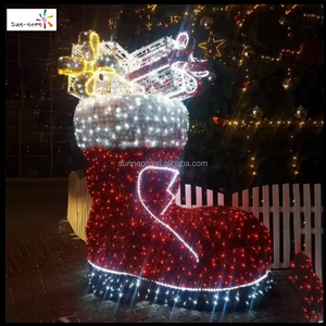 Décorations lumineuses de Noël, chaussettes de Noël, chaussures de Noël, bottes du Père Noël, décorations de Noël pour la période des fêtes - Product Image 5