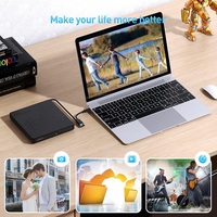 Grabadora de DVD Multifunción Portátil Delgada Tipo-C con Hub para Laptop y PC de Escritorio, Unidad Externa de CD-ROM, DVD-ROM, CD, DVD, USB