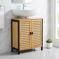Étagère de rangement sous l'évier en bambou imperméable à 3 niveaux, organisateur de salle de bain moderne sur pied