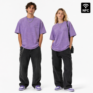 Áo thun nam oversize 100% cotton dày, in kỹ thuật số, logo, áo thun <span class=keywords><strong>vintage</strong></span>, giặt acid, thiết kế tùy chỉnh - Product Image 4
