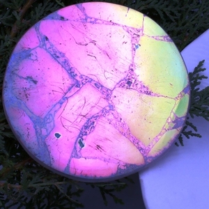 Colourful <b>Agate</b> Stone <b>Coaster</b> Slice 4 Inch Pink Handmade Home Decor From India - Product Image 2