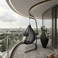 Chaise suspendue en rotin métallique de haute qualité pour jardin, patio, balcon, extérieur