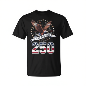 Camiseta Patriótica del 4 de Julio, 250 Aniversario de EE. UU., 1776-2026, Unisex, Cuello Redondo, Manga Corta, para Adultos, Actividades Promocionales, Seda - Product Image 3