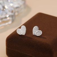 Nouveau à la mode 925 en argent Sterling mignon bijoux empreinte digitale en forme de coeur petites boucles d'oreilles pour les femmes