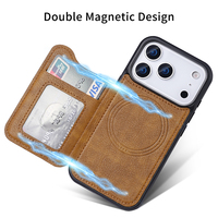 Funda de Teléfono Tipo Cartera Magnética de Cuero, Carga Inalámbrica, Plegable, para 13/14/15/16/17 Pro/Max, con Logotipo Personalizable y Ranuras para Tarjetas