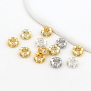 Hexagon Cut Zircon Bead Spacers 14k Gold Plated <b>Copper</b> For <b>Bracelet</b> Making DIY Jewelry Accessories - Product Image 1