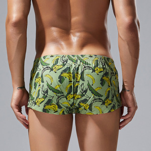 Ropa interior de <span class=keywords><strong>hombre</strong></span> de tiro medio de moda americana europea, bóxer de cintura con logotipo de punto de algodón, pantalones cortos de casa con estampado transfronterizo - Product Image 5