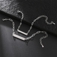 Bracelet de couple en acier inoxydable avec chaîne trombone et barre vierge pour gravure laser personnalisée – Bijoux de mode pour hommes et femmes